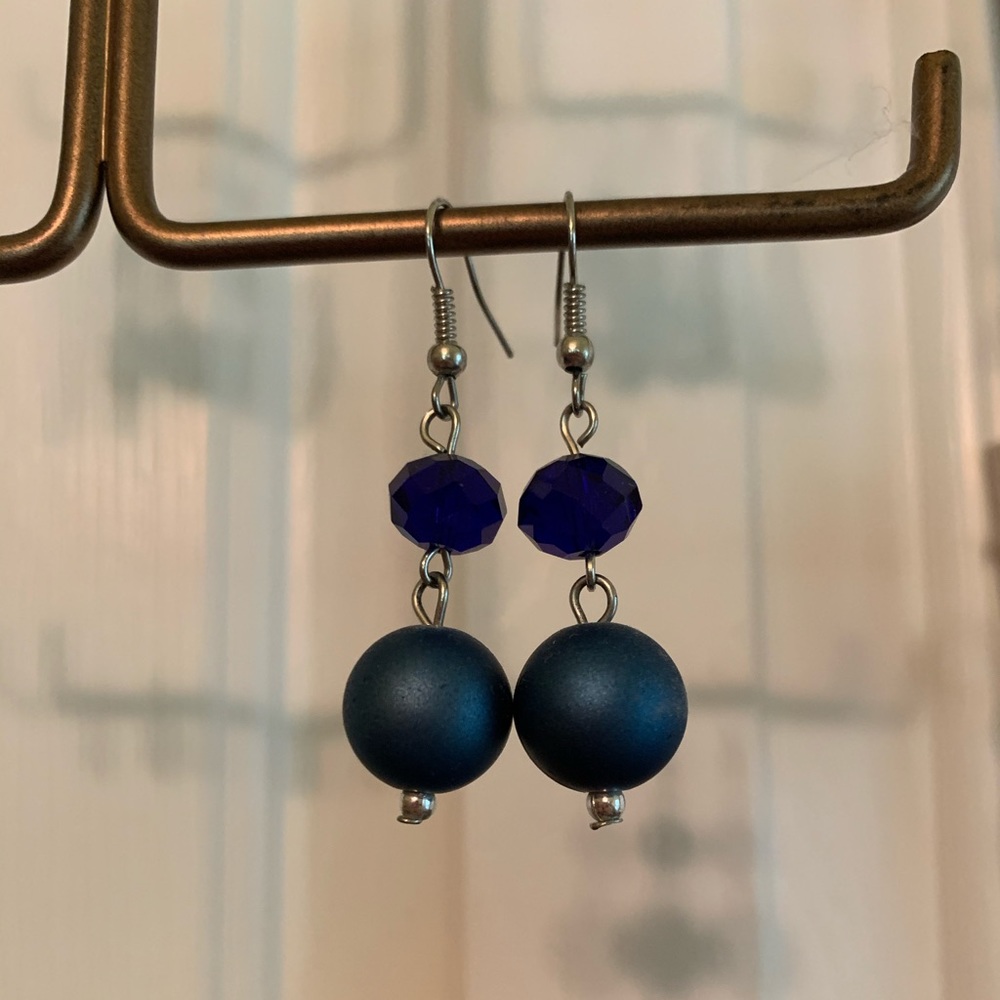 Blue bead earrings